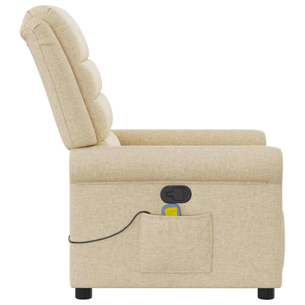 Fauteuil de massage inclinable Crème Tissu Fauteuils vidaXL