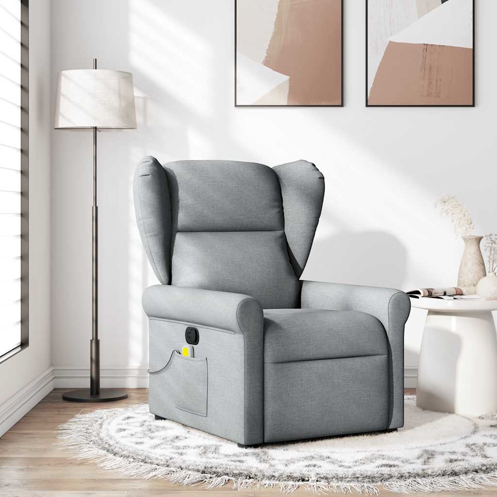 Fauteuil de massage inclinable Gris clair Tissu Fauteuils vidaXL