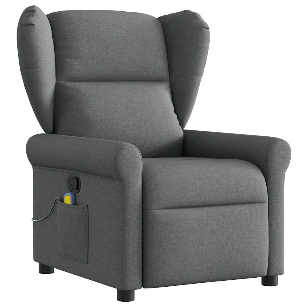 Fauteuil de massage inclinable Gris foncé Tissu Fauteuils vidaXL