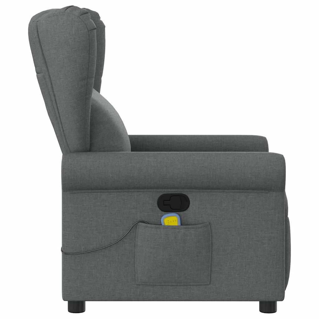 Fauteuil de massage inclinable Gris foncé Tissu Fauteuils vidaXL