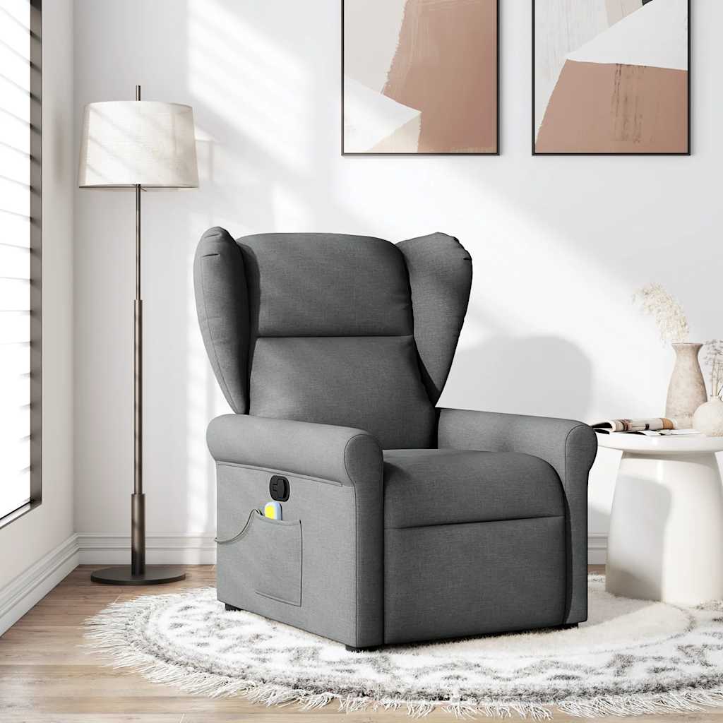 Fauteuil de massage inclinable Gris foncé Tissu Fauteuils vidaXL