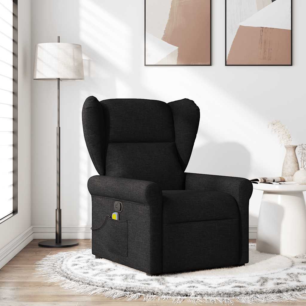 Fauteuil de massage inclinable Noir Tissu Fauteuils vidaXL