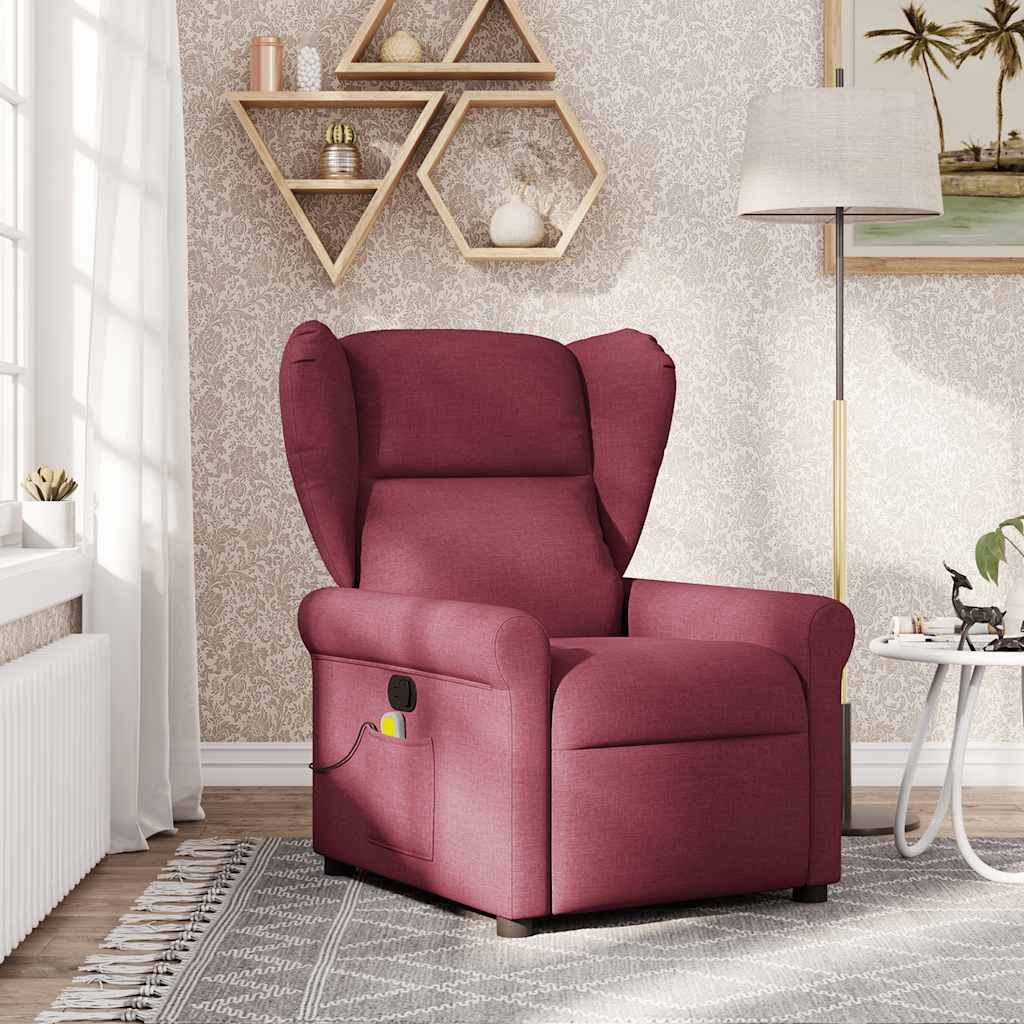 Fauteuil de massage inclinable Rouge bordeaux Tissu Fauteuils vidaXL