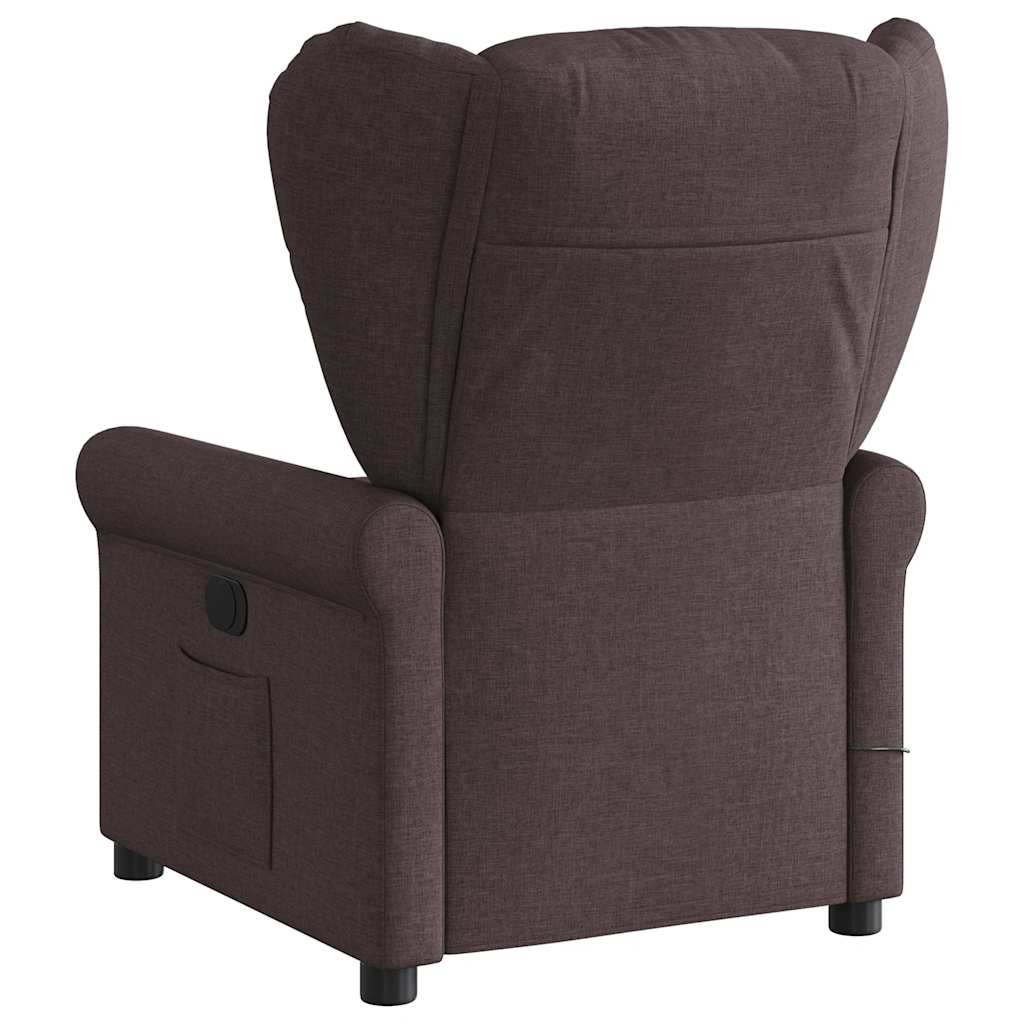 Fauteuil de massage inclinable Marron foncé Tissu Fauteuils vidaXL