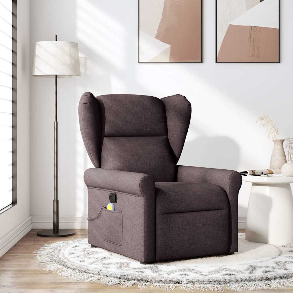 Fauteuil de massage inclinable Marron foncé Tissu Fauteuils vidaXL