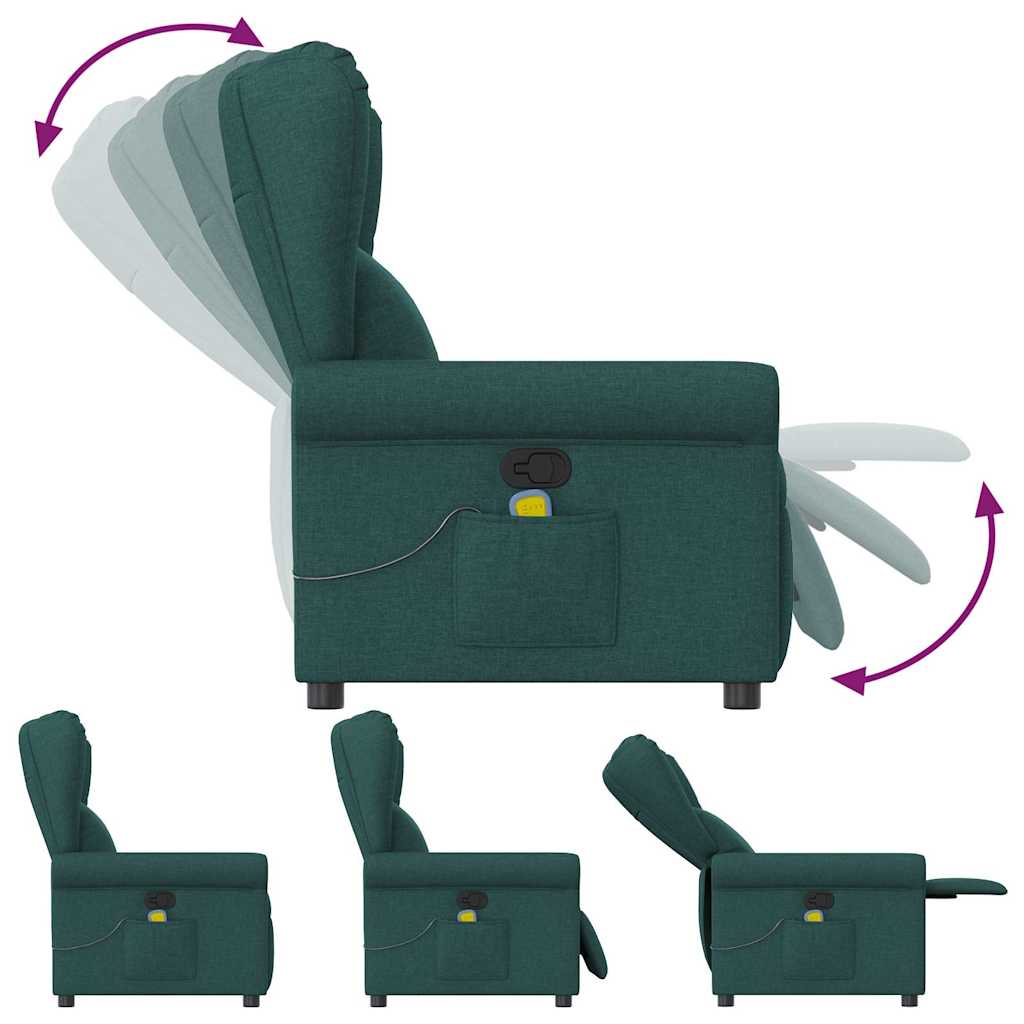 Fauteuil de massage inclinable Vert foncé Tissu Fauteuils vidaXL