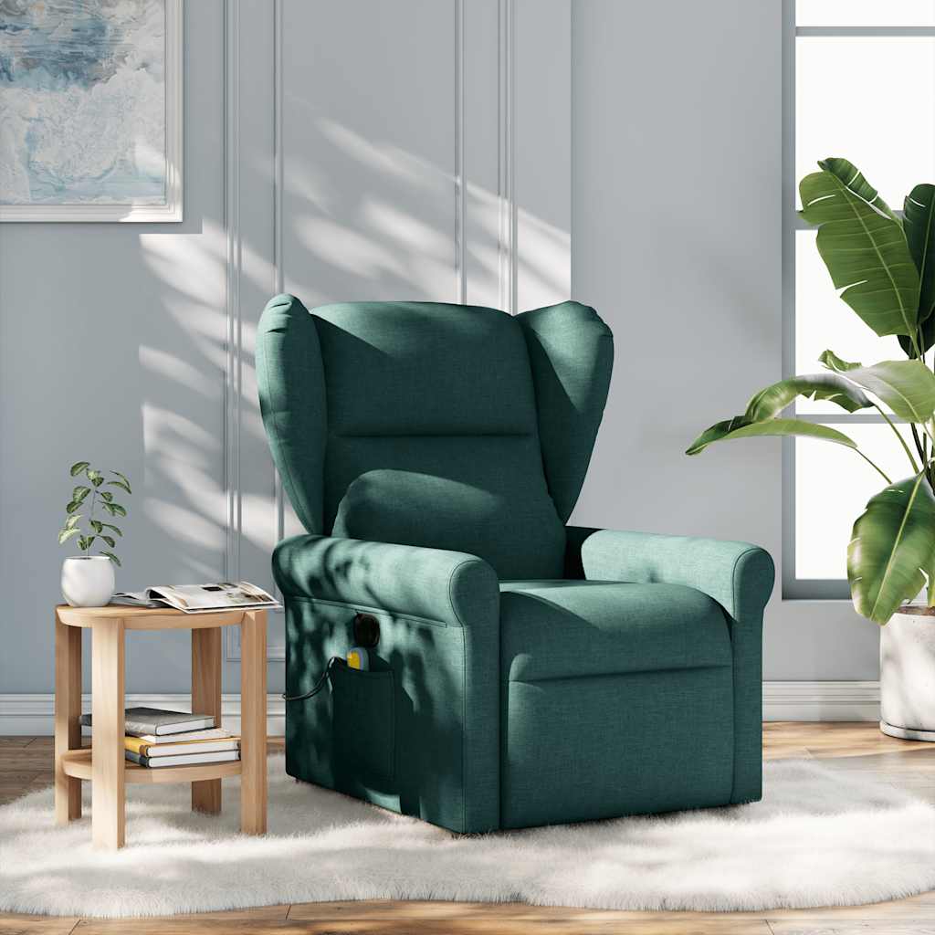 Fauteuil de massage inclinable Vert foncé Tissu Fauteuils vidaXL