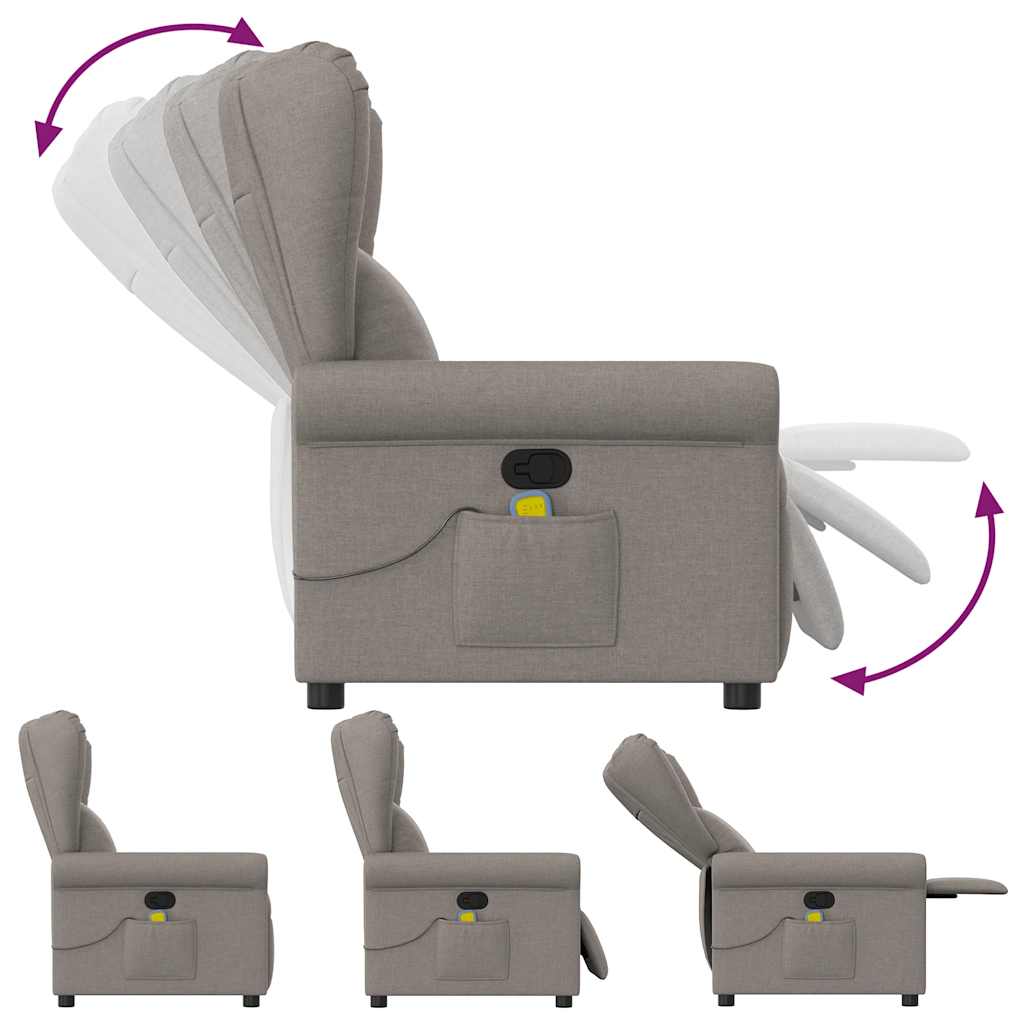 Fauteuil de massage inclinable Taupe Tissu Fauteuils vidaXL