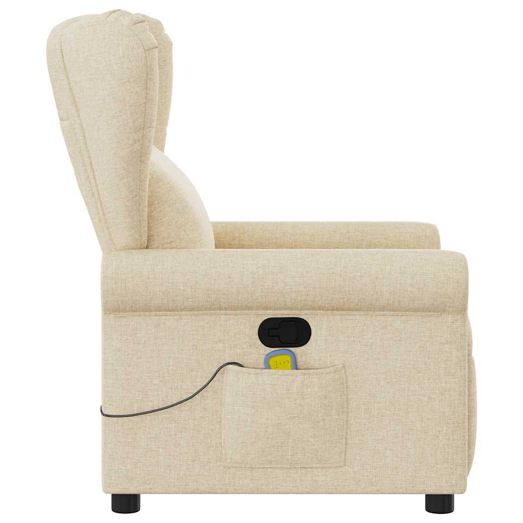 Fauteuil de massage inclinable Crème Tissu Fauteuils vidaXL