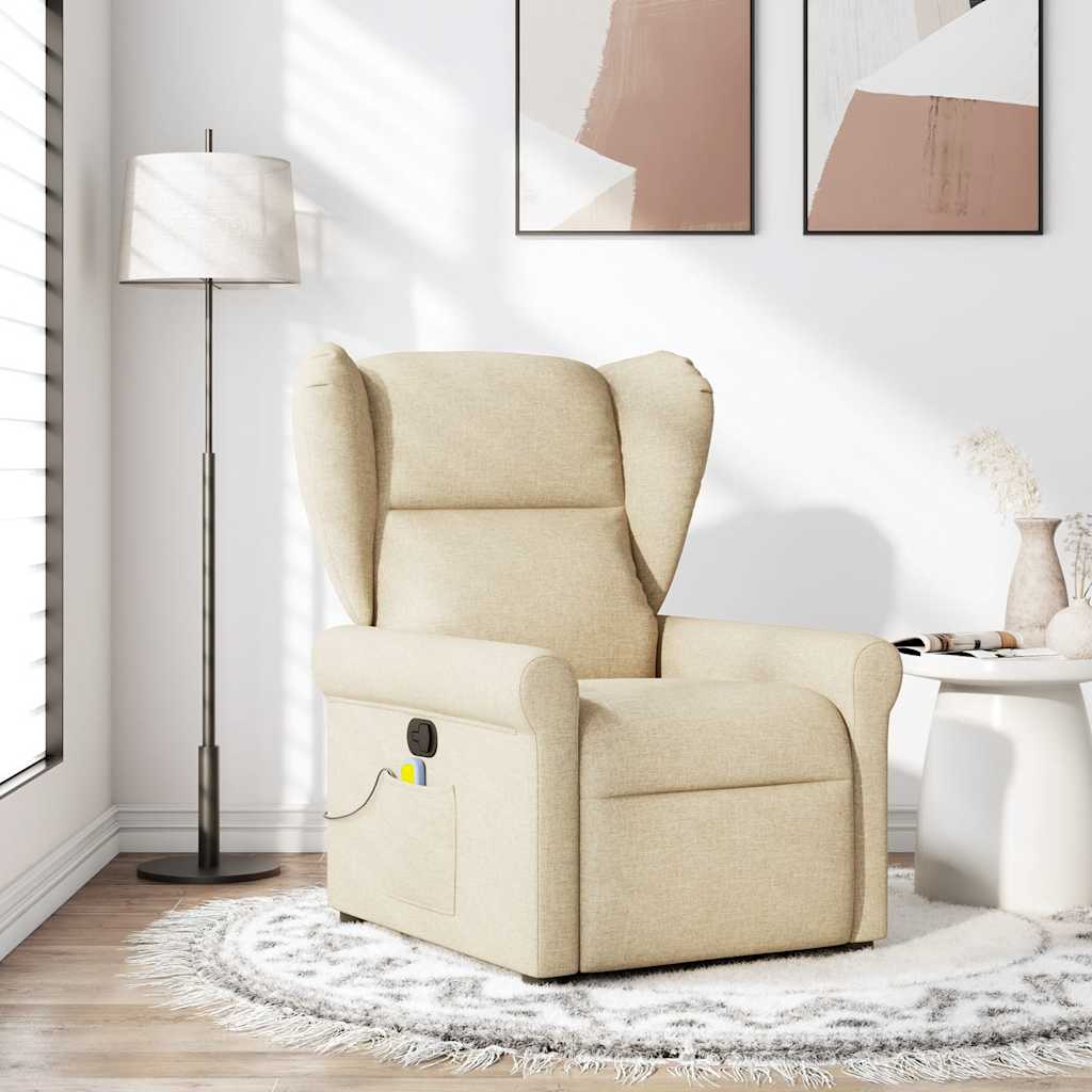 Fauteuil de massage inclinable Crème Tissu Fauteuils vidaXL