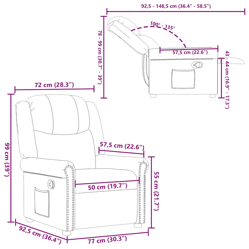 Fauteuil inclinable Noir brillant Similicuir Fauteuils vidaXL