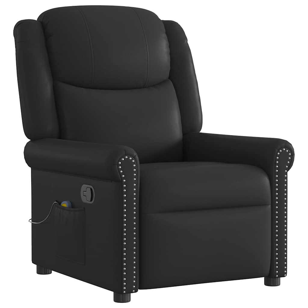 Fauteuil de massage Noir Similicuir brillant Fauteuils vidaXL