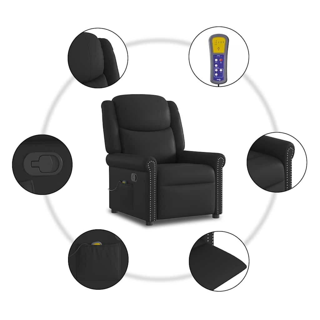 Fauteuil de massage Noir Similicuir brillant Fauteuils vidaXL