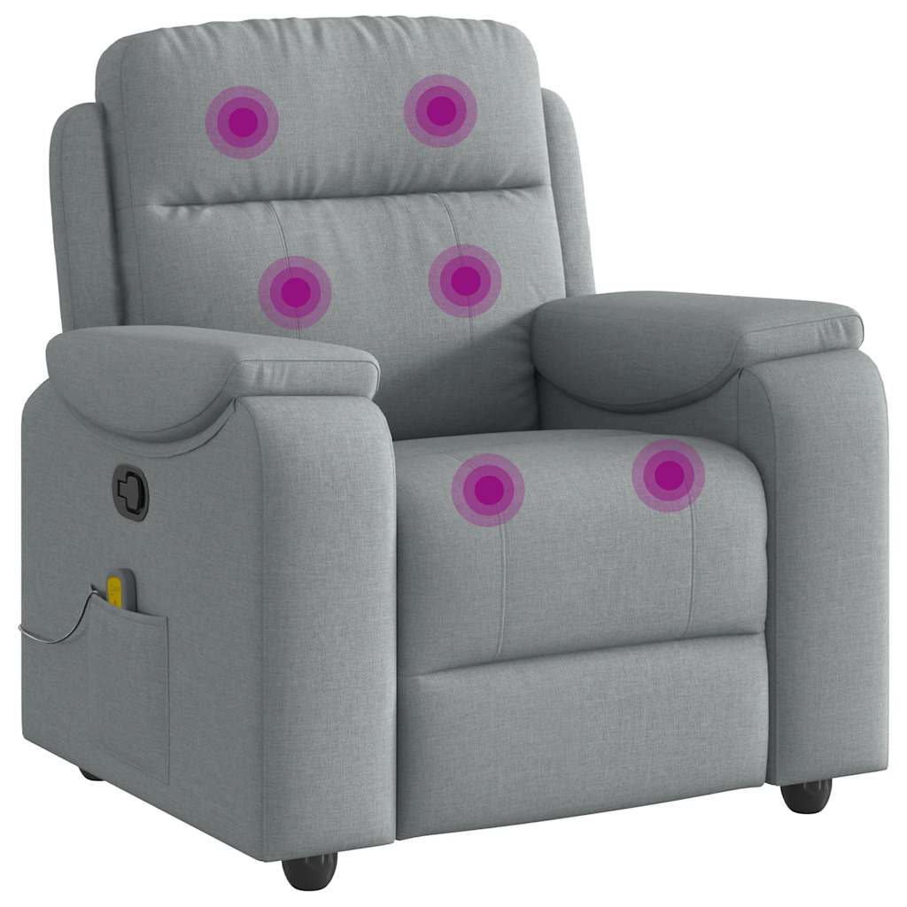 Fauteuil de massage inclinable Gris clair Tissu Fauteuils vidaXL