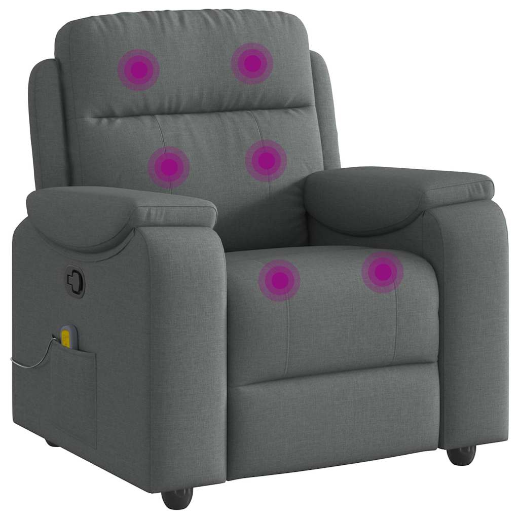 Fauteuil de massage inclinable Gris foncé Tissu Fauteuils vidaXL