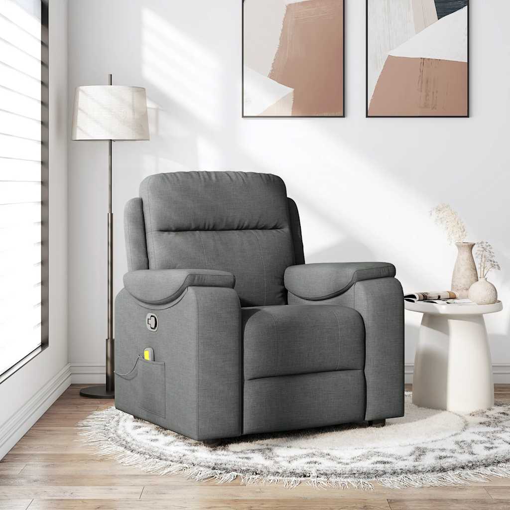 Fauteuil de massage inclinable Gris foncé Tissu Fauteuils vidaXL