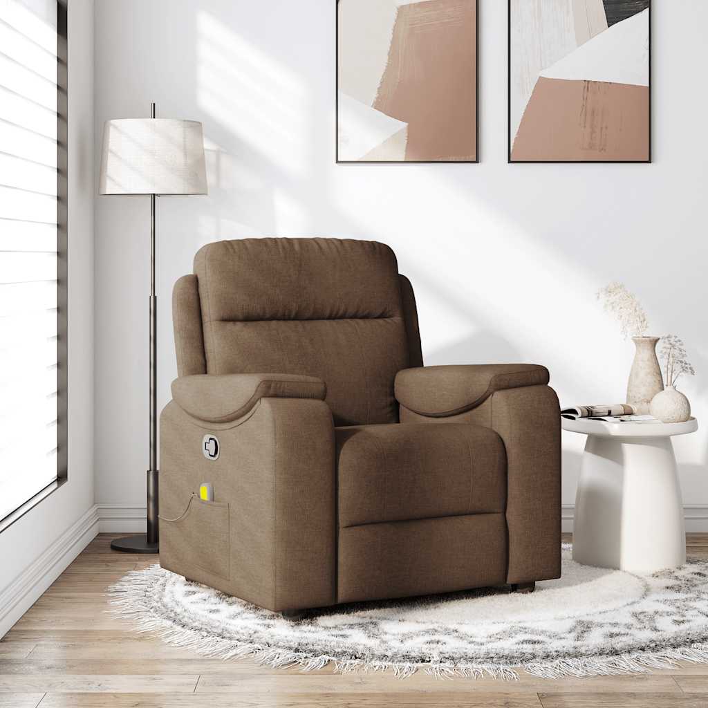 Fauteuil de massage inclinable Marron Tissu Fauteuils vidaXL