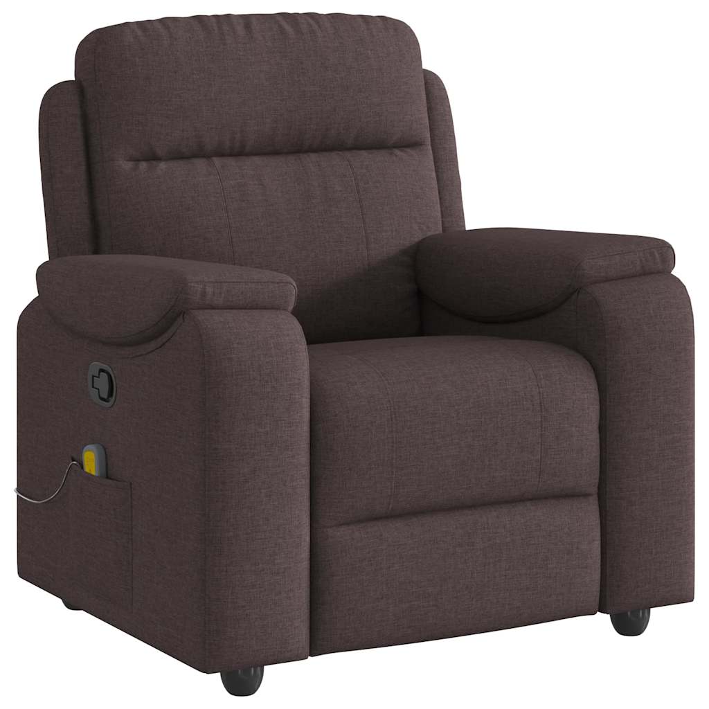 Fauteuil de massage inclinable Marron foncé Tissu Fauteuils vidaXL