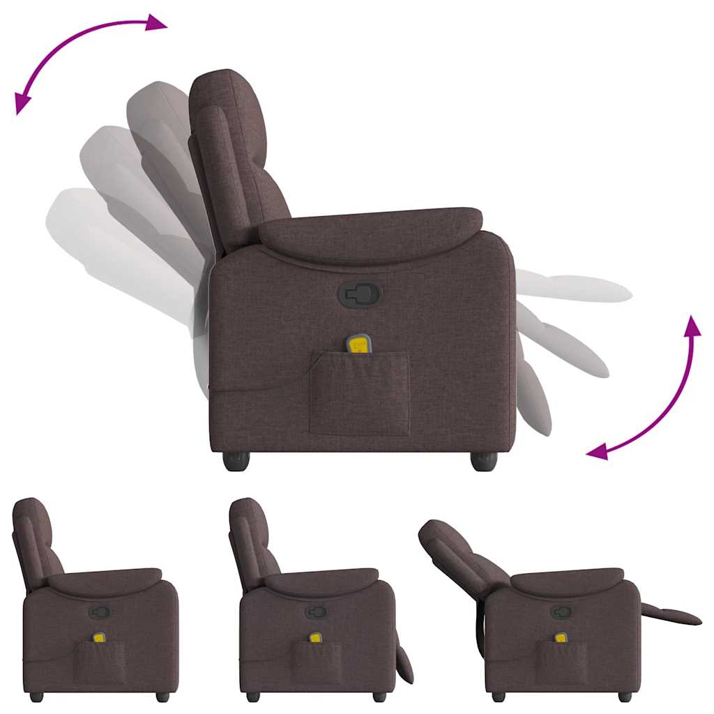 Fauteuil de massage inclinable Marron foncé Tissu Fauteuils vidaXL