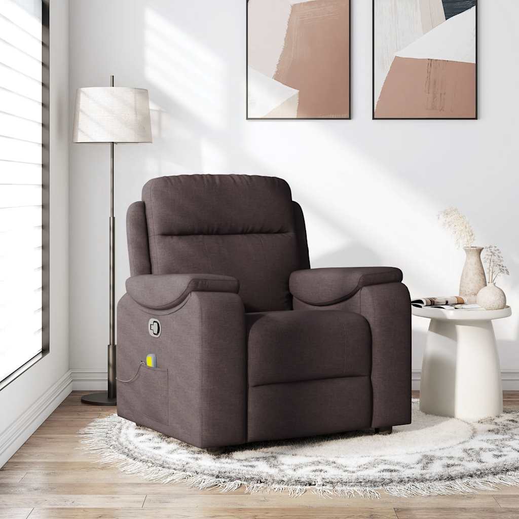 Fauteuil de massage inclinable Marron foncé Tissu Fauteuils vidaXL