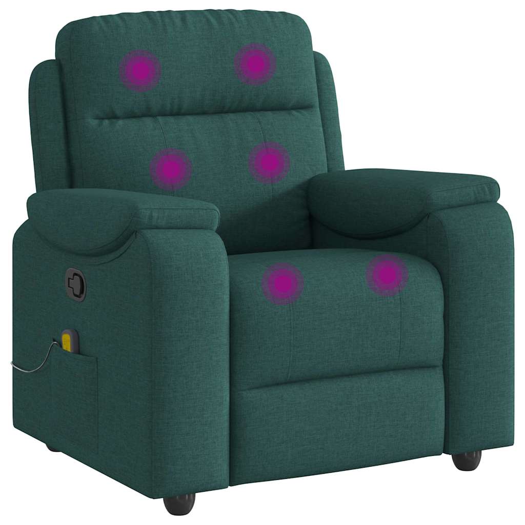 Fauteuil de massage inclinable Vert foncé Tissu Fauteuils vidaXL