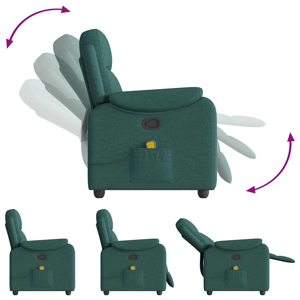 Fauteuil de massage inclinable Vert foncé Tissu Fauteuils vidaXL