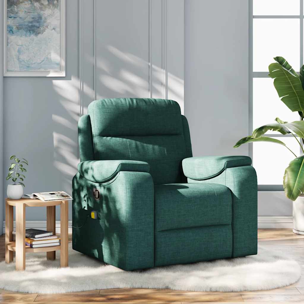 Fauteuil de massage inclinable Vert foncé Tissu Fauteuils vidaXL