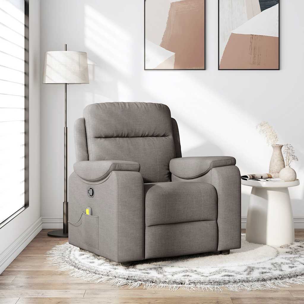 Fauteuil de massage inclinable Taupe Tissu Fauteuils vidaXL