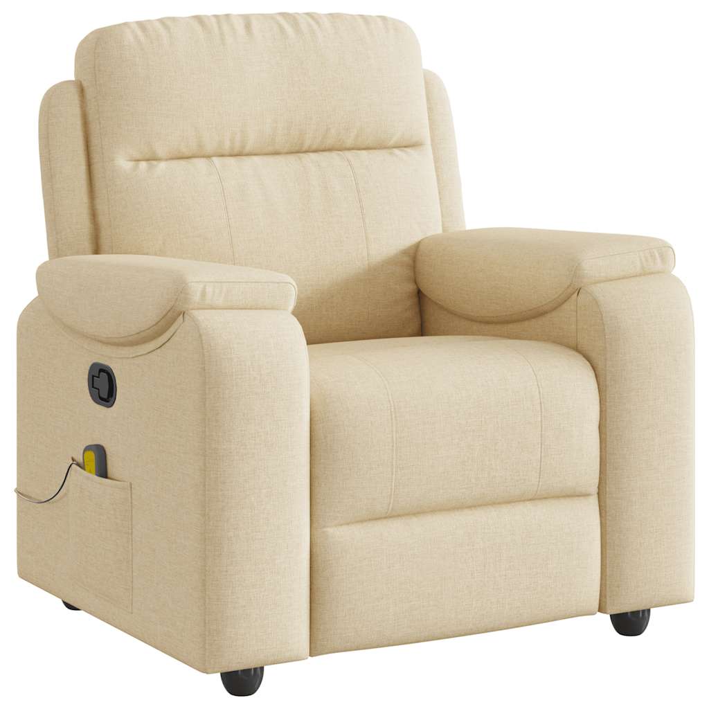 Fauteuil de massage inclinable Crème Tissu Fauteuils vidaXL