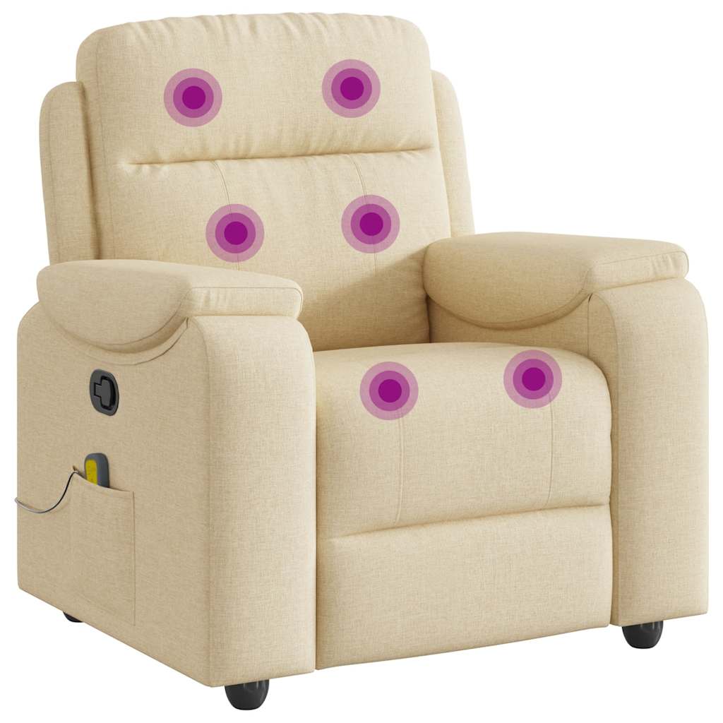 Fauteuil de massage inclinable Crème Tissu Fauteuils vidaXL