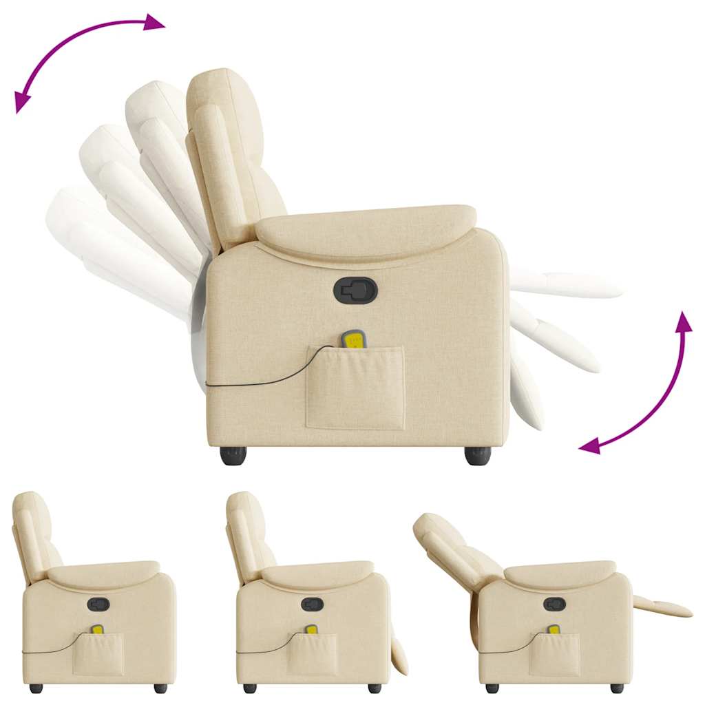 Fauteuil de massage inclinable Crème Tissu Fauteuils vidaXL