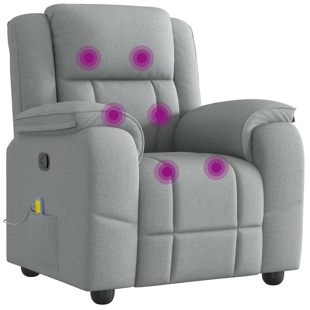 Fauteuil de massage inclinable Gris clair Tissu Fauteuils vidaXL