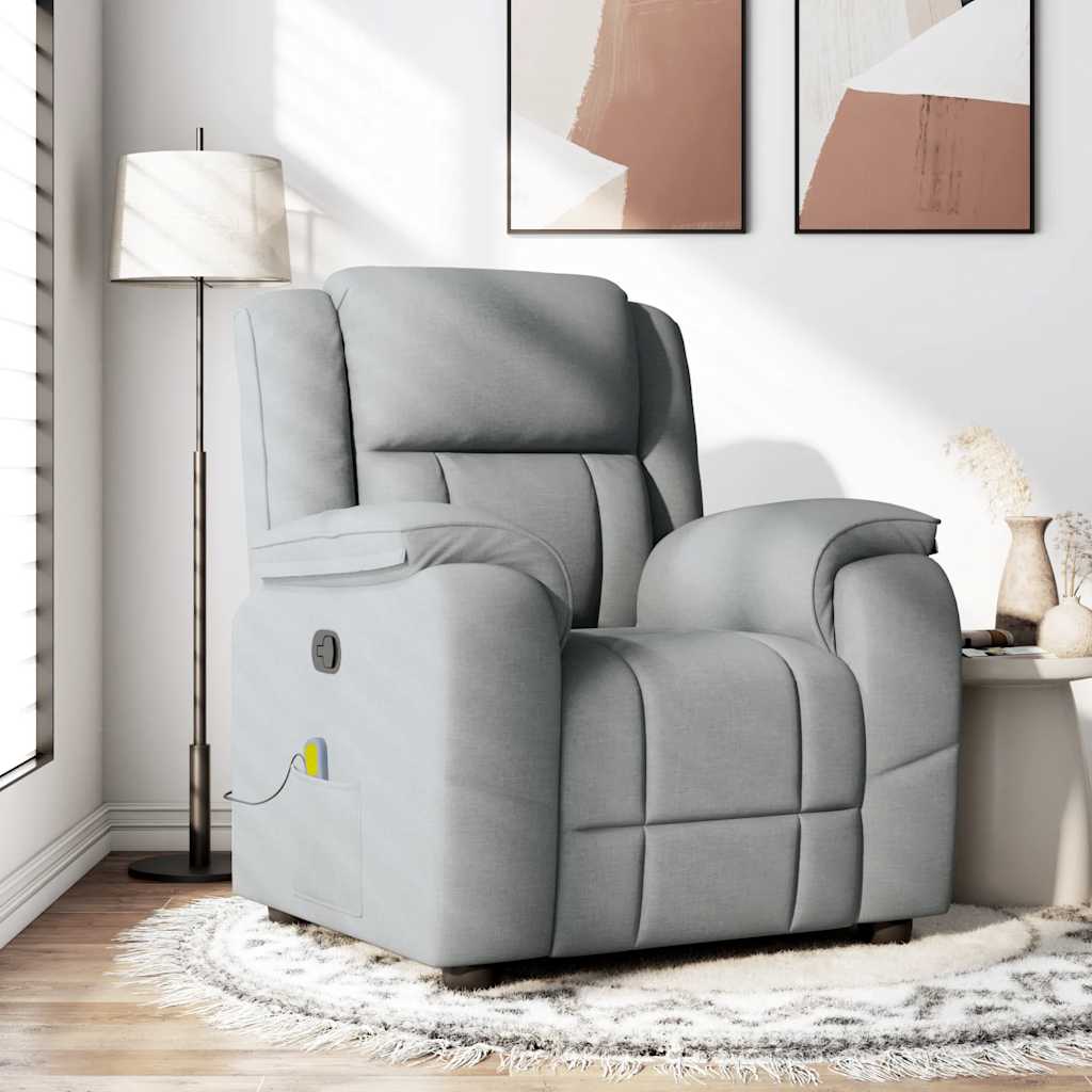 Fauteuil de massage inclinable Gris clair Tissu Fauteuils vidaXL