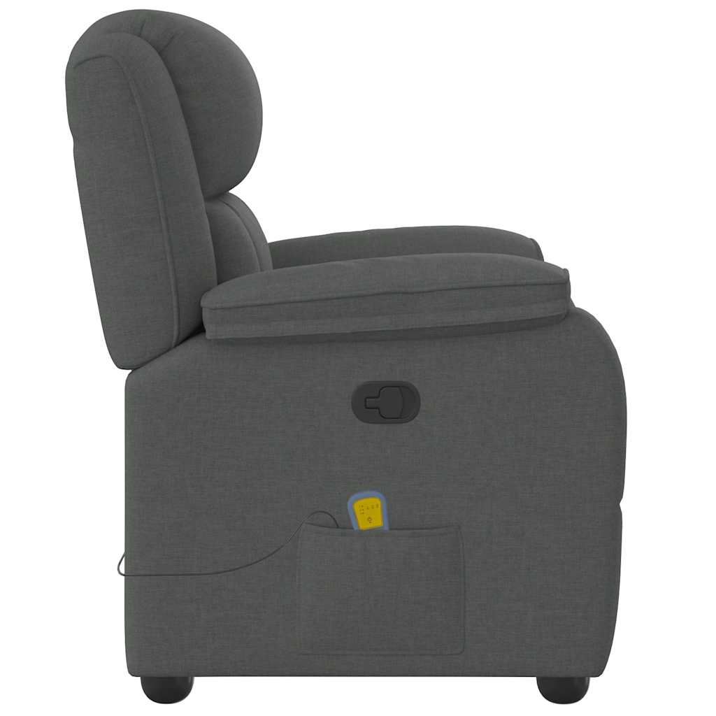 Fauteuil de massage inclinable Gris foncé Tissu Fauteuils vidaXL