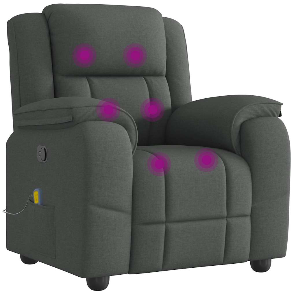 Fauteuil de massage inclinable Gris foncé Tissu Fauteuils vidaXL