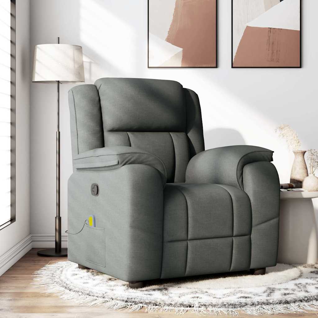 Fauteuil de massage inclinable Gris foncé Tissu Fauteuils vidaXL