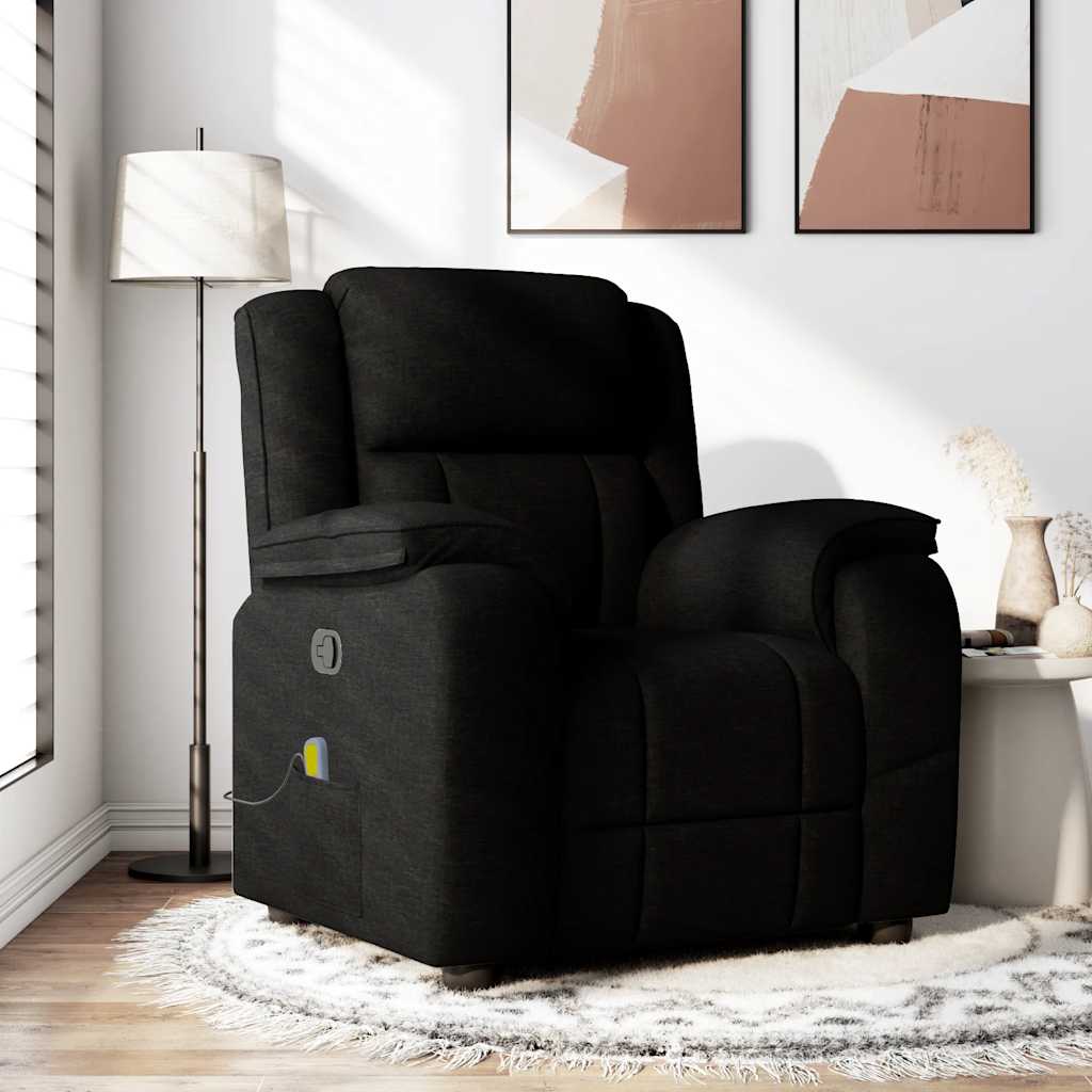 Fauteuil de massage inclinable Noir Tissu Fauteuils vidaXL