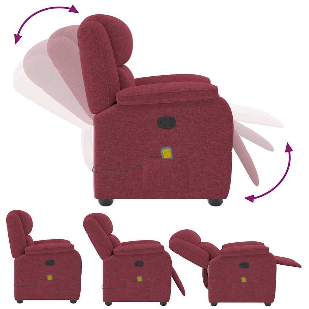 Fauteuil de massage inclinable Rouge bordeaux Tissu Fauteuils vidaXL