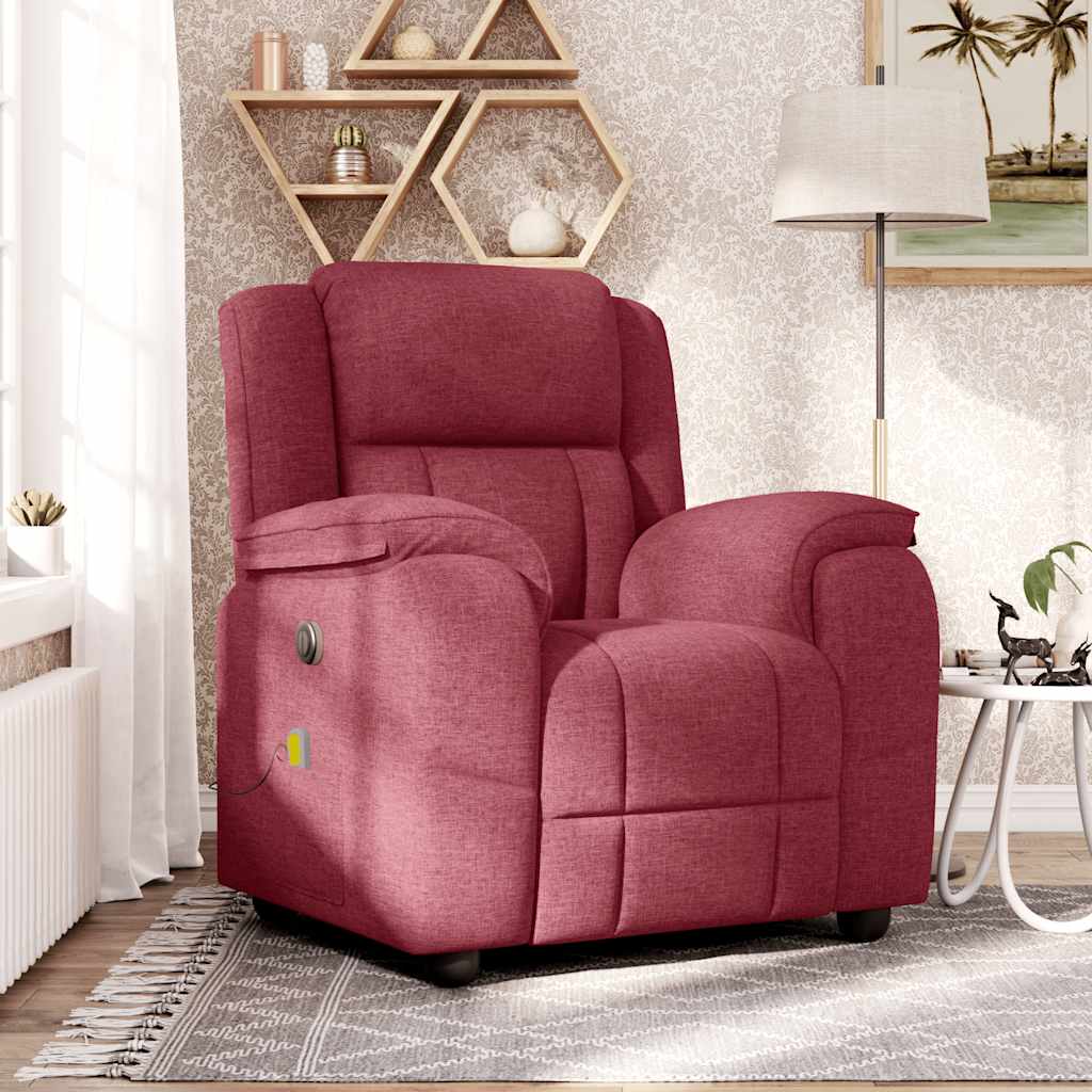 Fauteuil de massage inclinable Rouge bordeaux Tissu Fauteuils vidaXL