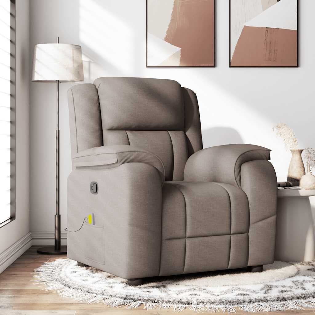 Fauteuil de massage inclinable Taupe Tissu Fauteuils vidaXL