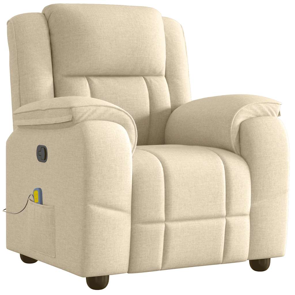 Fauteuil de massage inclinable Crème Tissu Fauteuils vidaXL