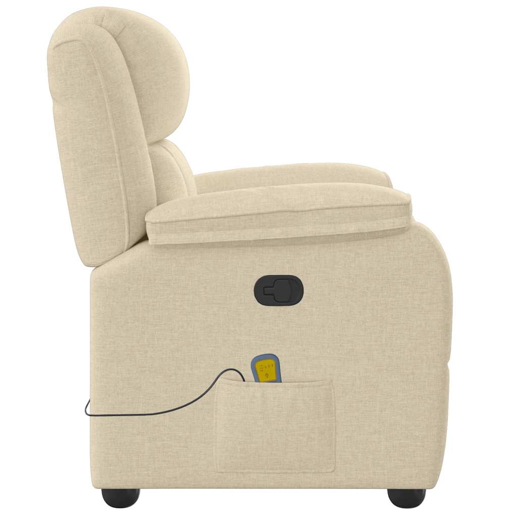 Fauteuil de massage inclinable Crème Tissu Fauteuils vidaXL