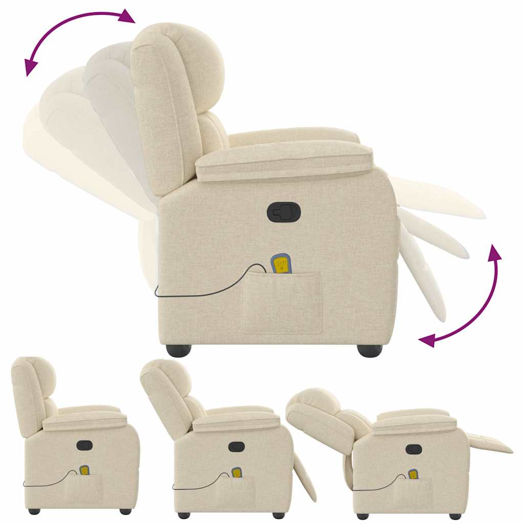 Fauteuil de massage inclinable Crème Tissu Fauteuils vidaXL