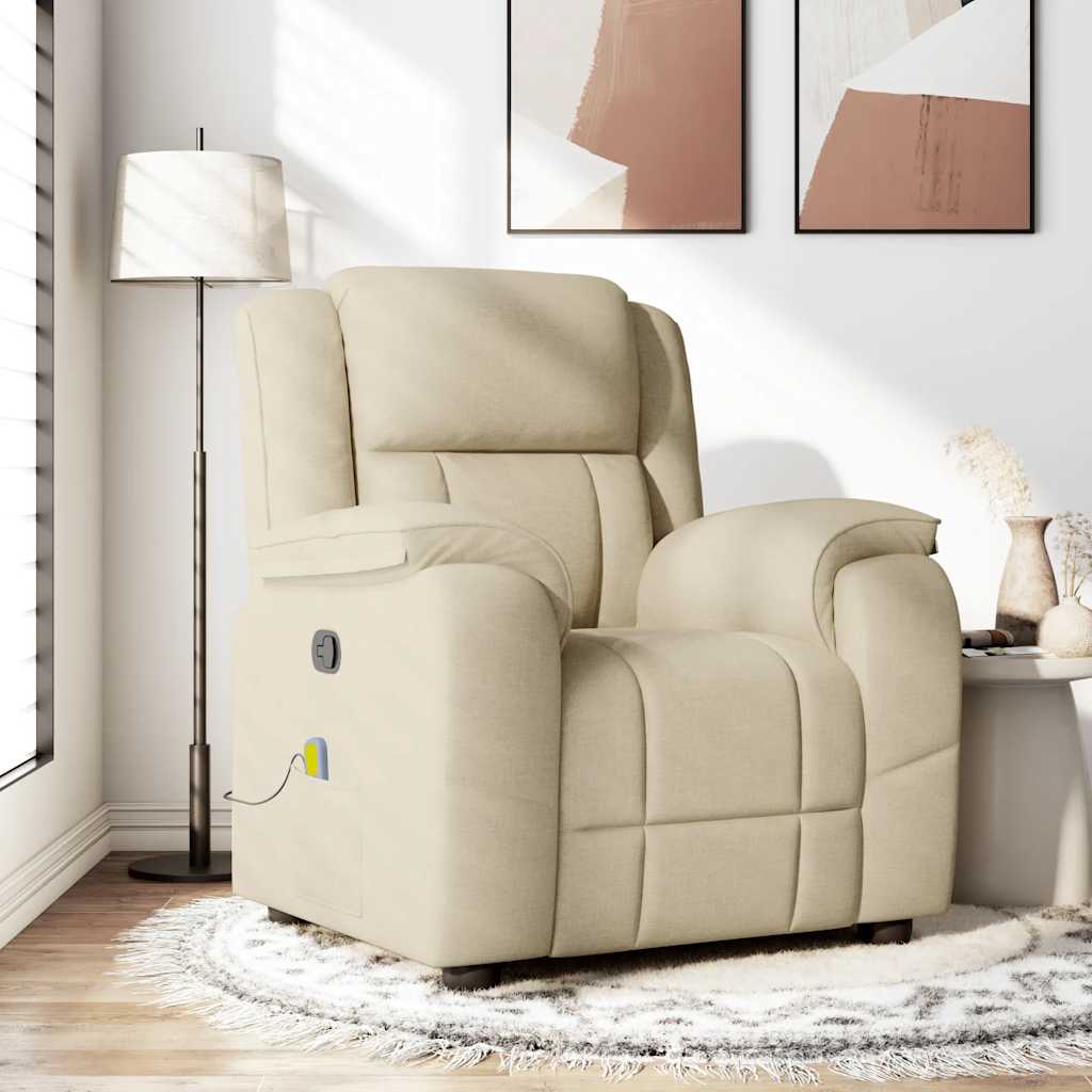 Fauteuil de massage inclinable Crème Tissu Fauteuils vidaXL