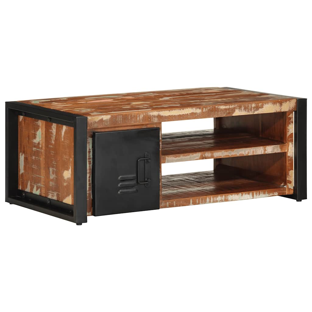 Table basse multicolore 90x50x36 cm bois de récupération massif - Xios Store SNC