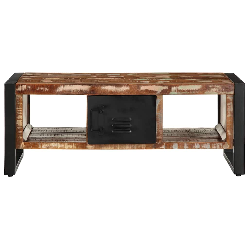 Table basse multicolore 90x50x36 cm bois de récupération massif - Xios Store SNC