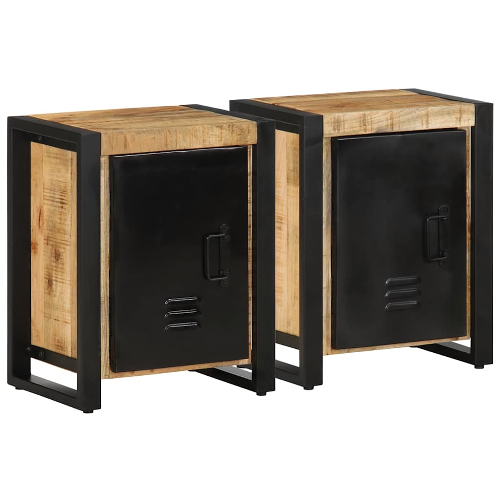 Tables de chevet 2 pcs bois de manguier massif brut - Xios Store SNC