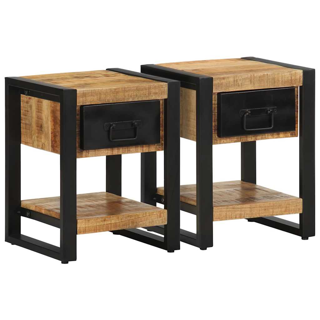 Tables de chevet 2 pcs bois de manguier massif brut Tables de chevet vidaXL   