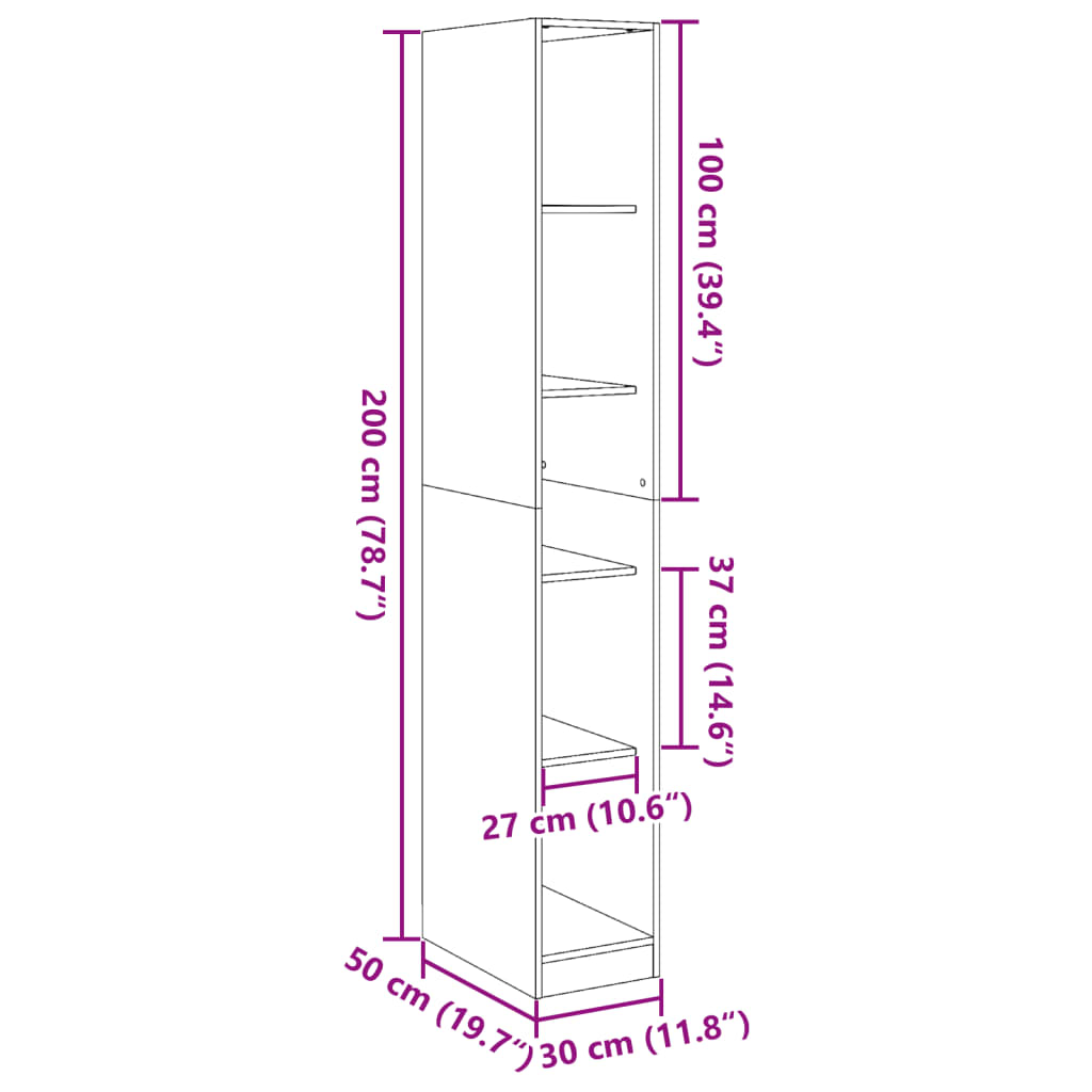 Garde-robe chêne fumé 30x50x200 cm bois d'ingénierie Armoires vidaXL   