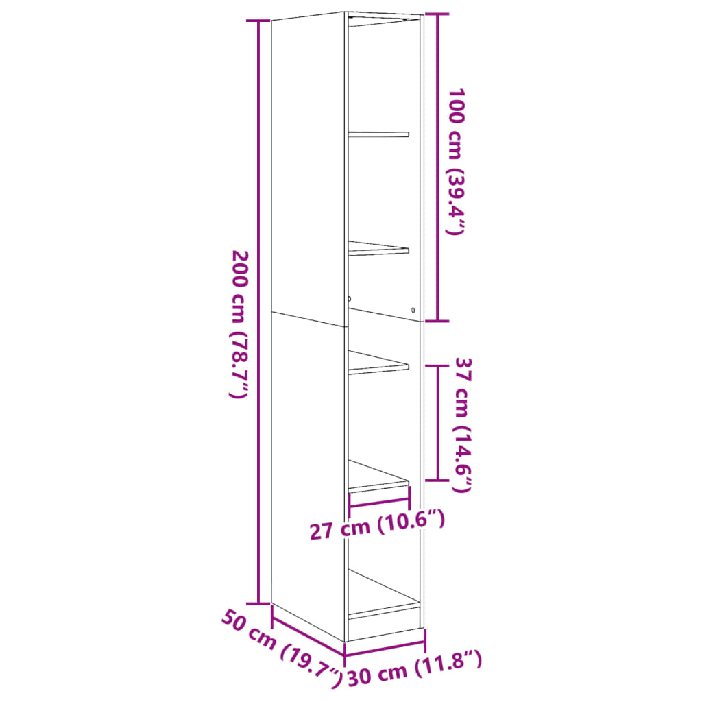 Garde-robe vieux bois 30x50x200 cm bois d'ingénierie Armoires vidaXL   